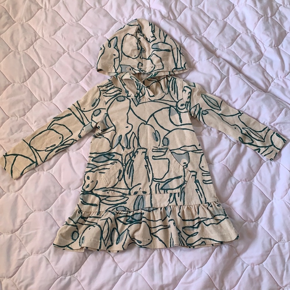 Tea collection hooded long sleeve animal print dress